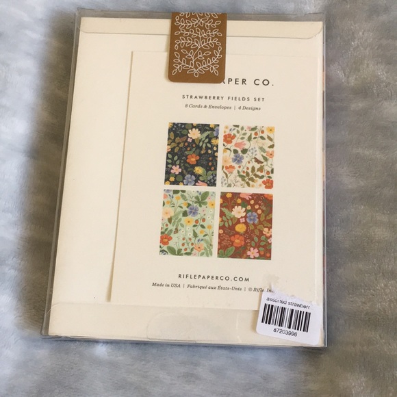Strawberry Fields 8 Assorted Floral Blank Cards White Solid Envelopes NWT Rifle - Picture 8 of 9